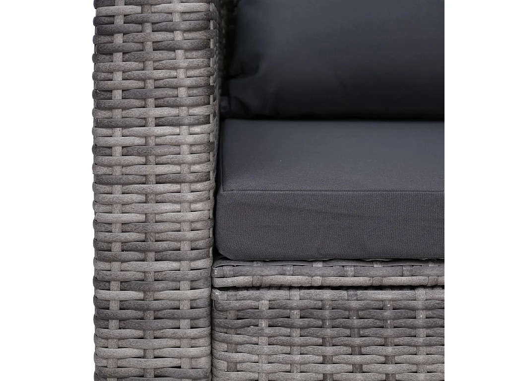 Chaise de jardin avec coussin et oreiller Résine tressée Gris
