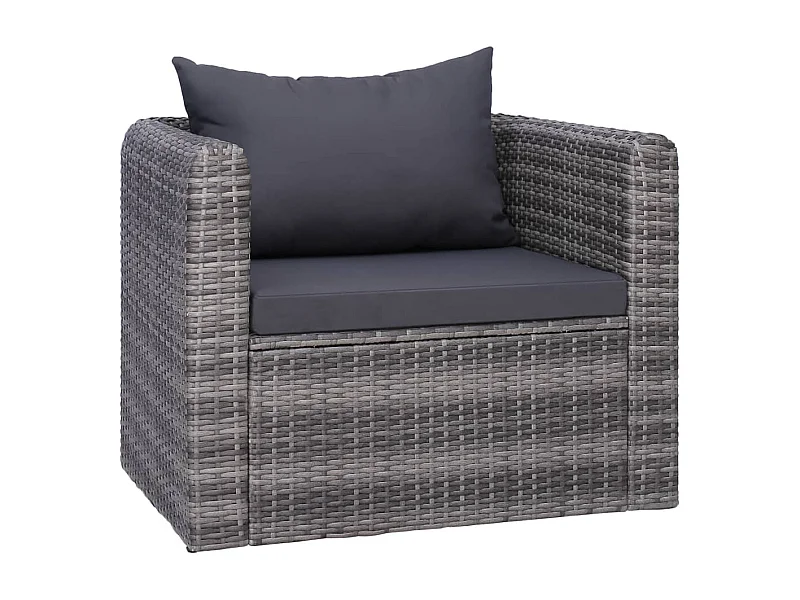 Chaise de jardin avec coussin et oreiller Résine tressée Gris
