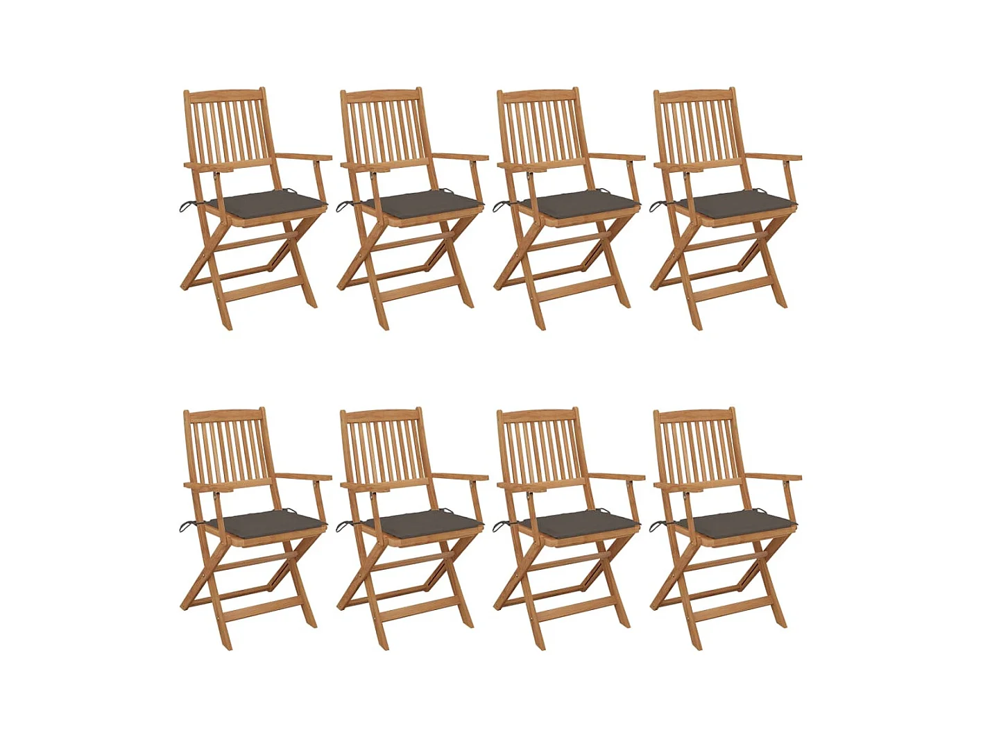 Chaises pliables de jardin lot de 8 avec coussins Bois d'acacia