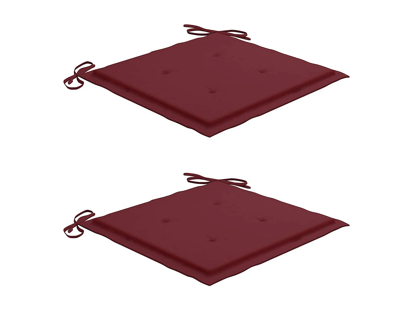 Chaises Batavia lot de 2 et coussins bordeaux Bois teck massif