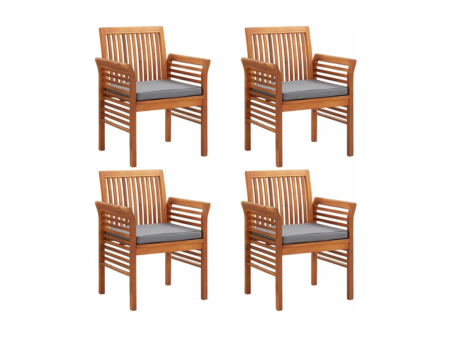 Chaises à manger de jardin et coussins lot de 4 acacia massif