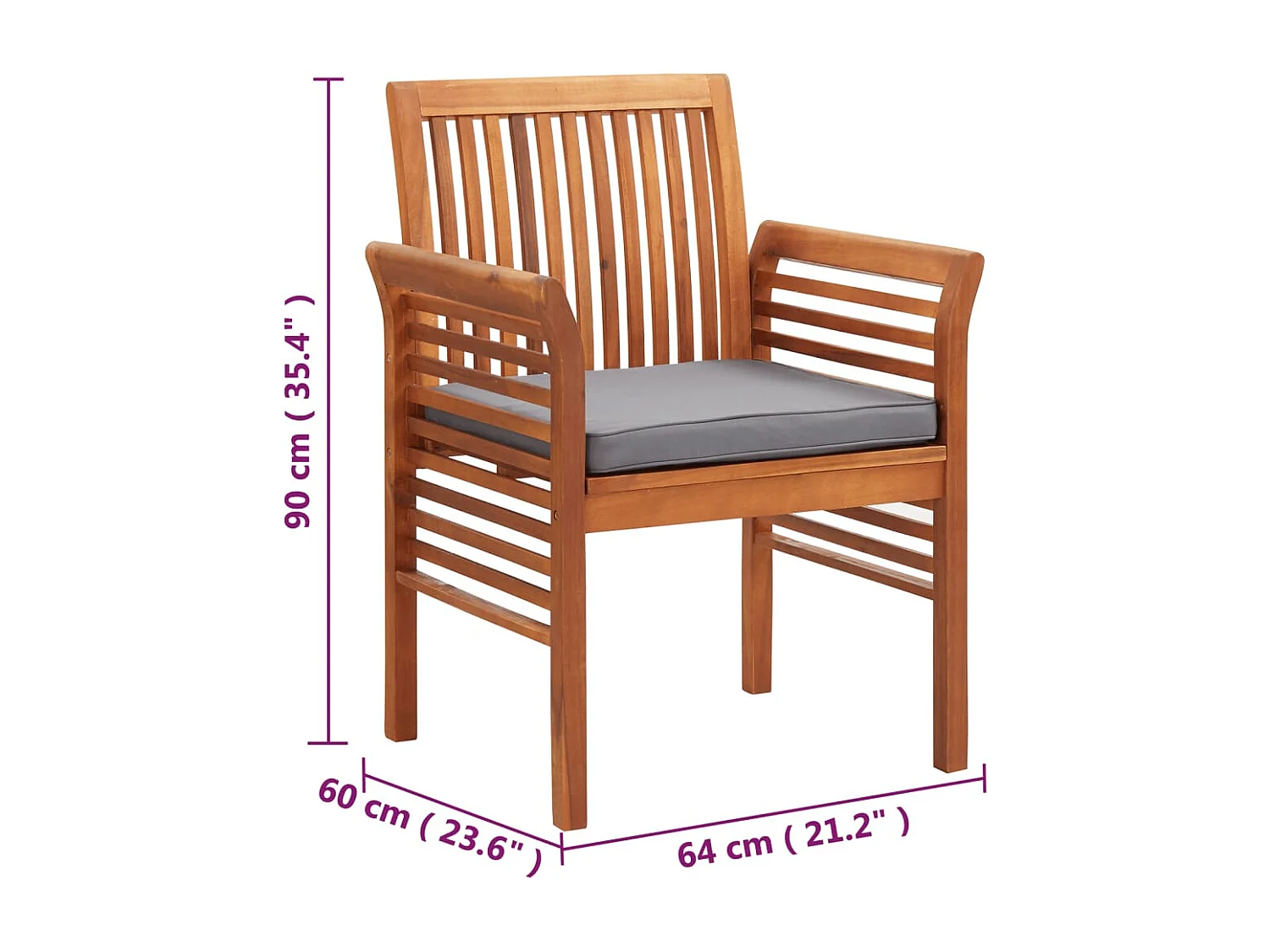 Chaises à manger de jardin et coussins lot de 4 acacia massif