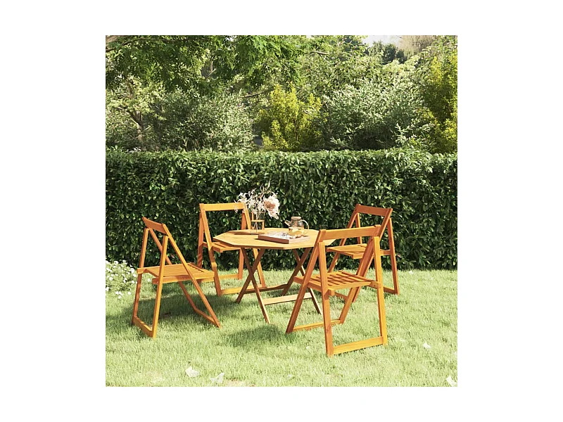 Sedie da Giardino Pieghevoli 4pz in Legno Massello di Acacia