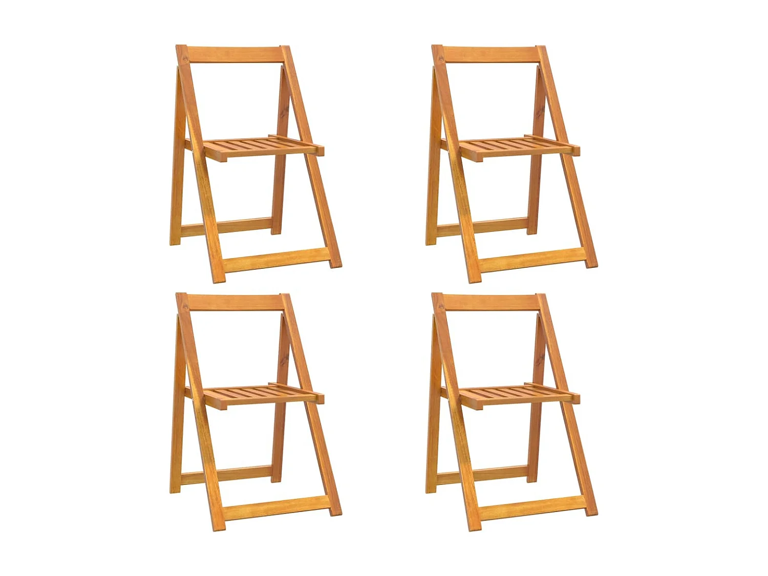Sedie da Giardino Pieghevoli 4pz in Legno Massello di Acacia
