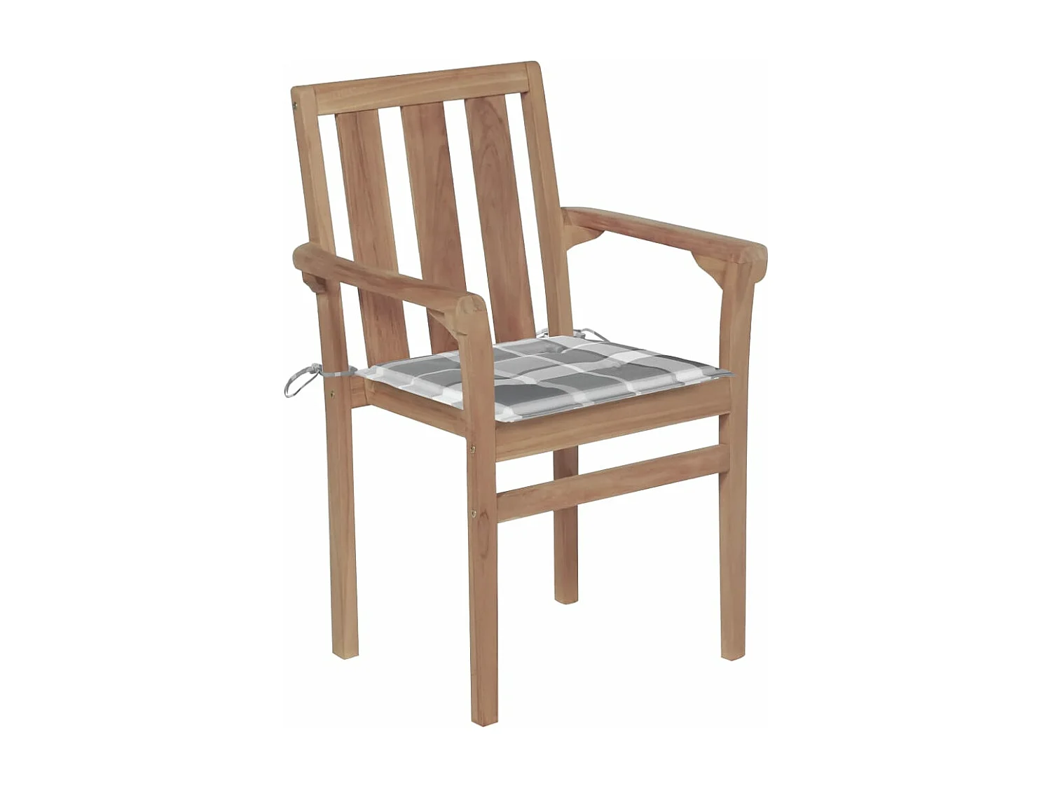 Cadeiras jardim c/ almofadões xadrez cinzento 2 pcs teca maciça