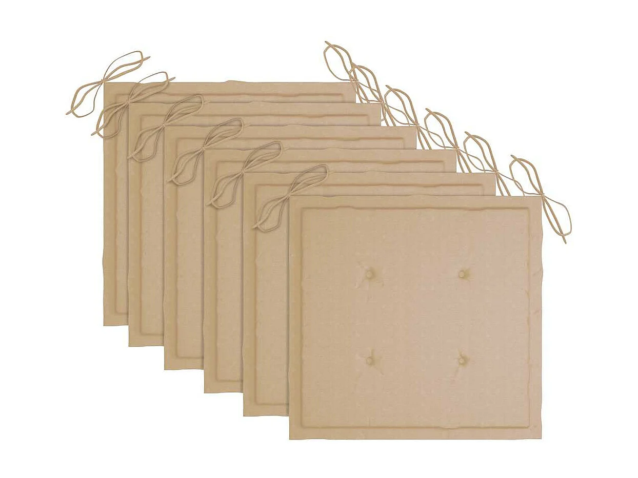 Chaises de jardin et coussins beige lot de 6 Bois teck massif