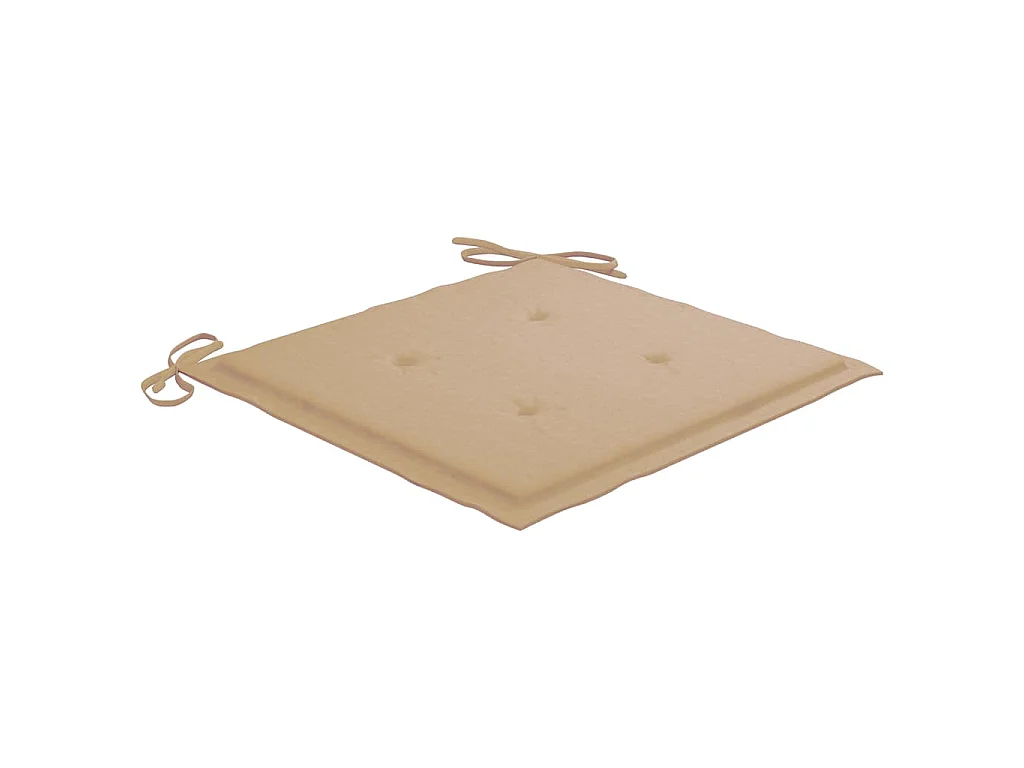 Klapstoelen met beige kussens, 6 stuks, massief teakhout