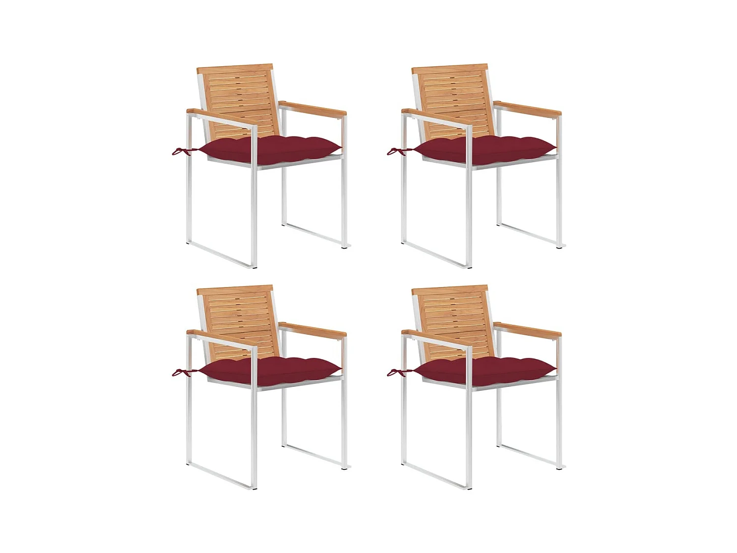 Chaises de jardin lot de 4 avec coussins Bois de teck massif