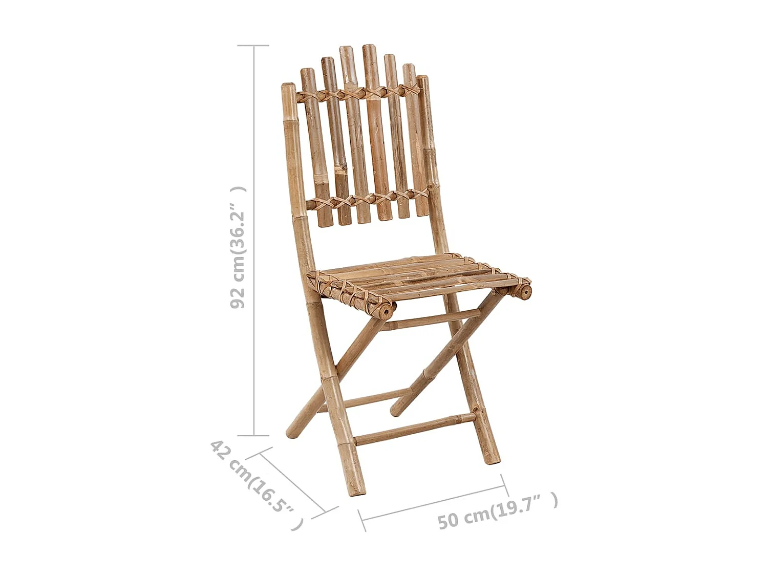 Chaises pliables de jardin lot de 2 avec coussins Bambou