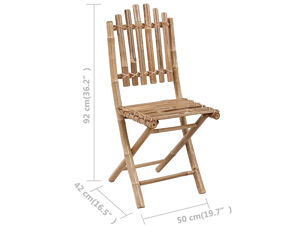 Chaises pliantes (lot de 2) avec coussins en bambou
