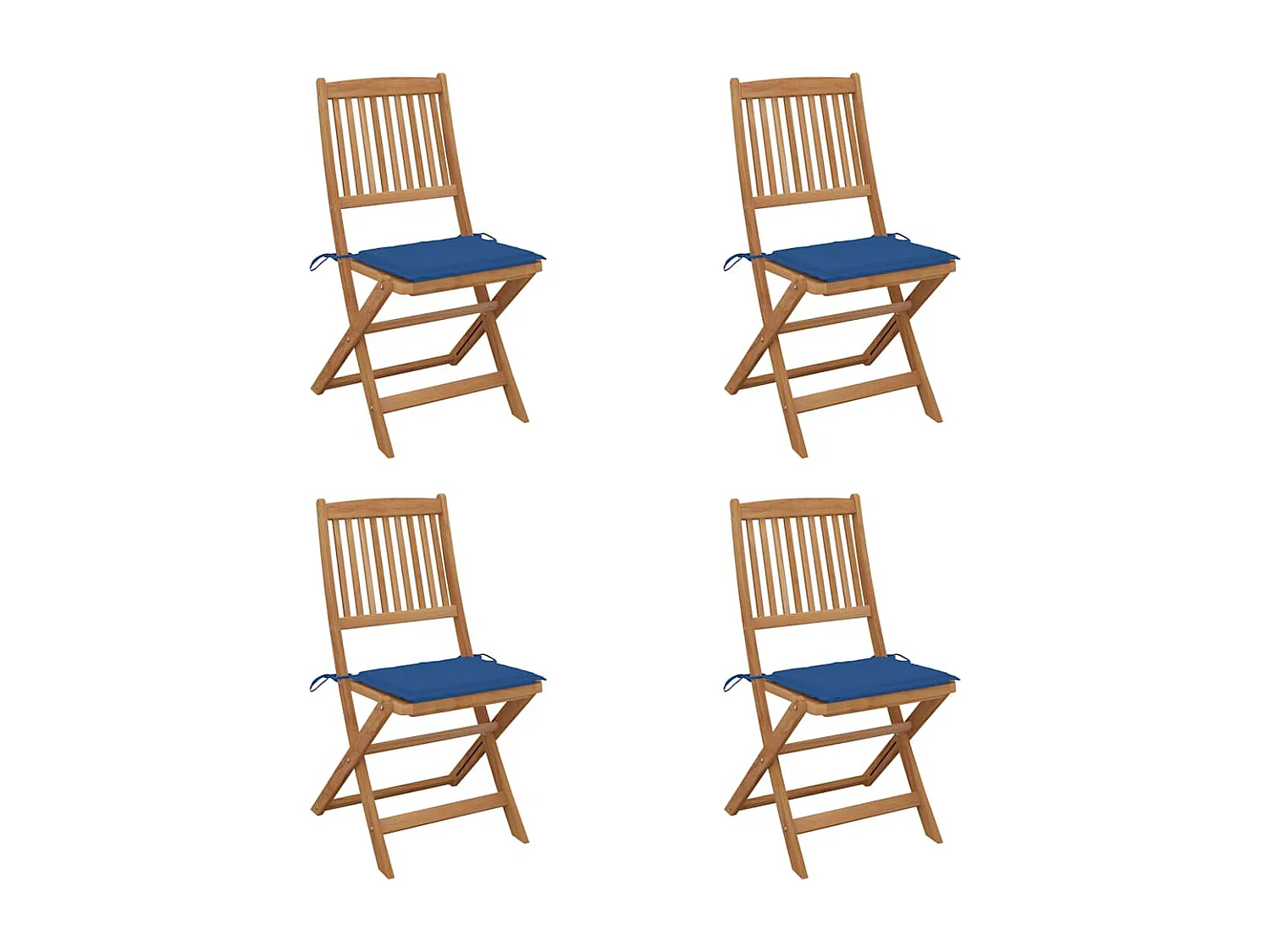 Chaises pliables de jardin lot de 4 avec coussins Bois d'acacia