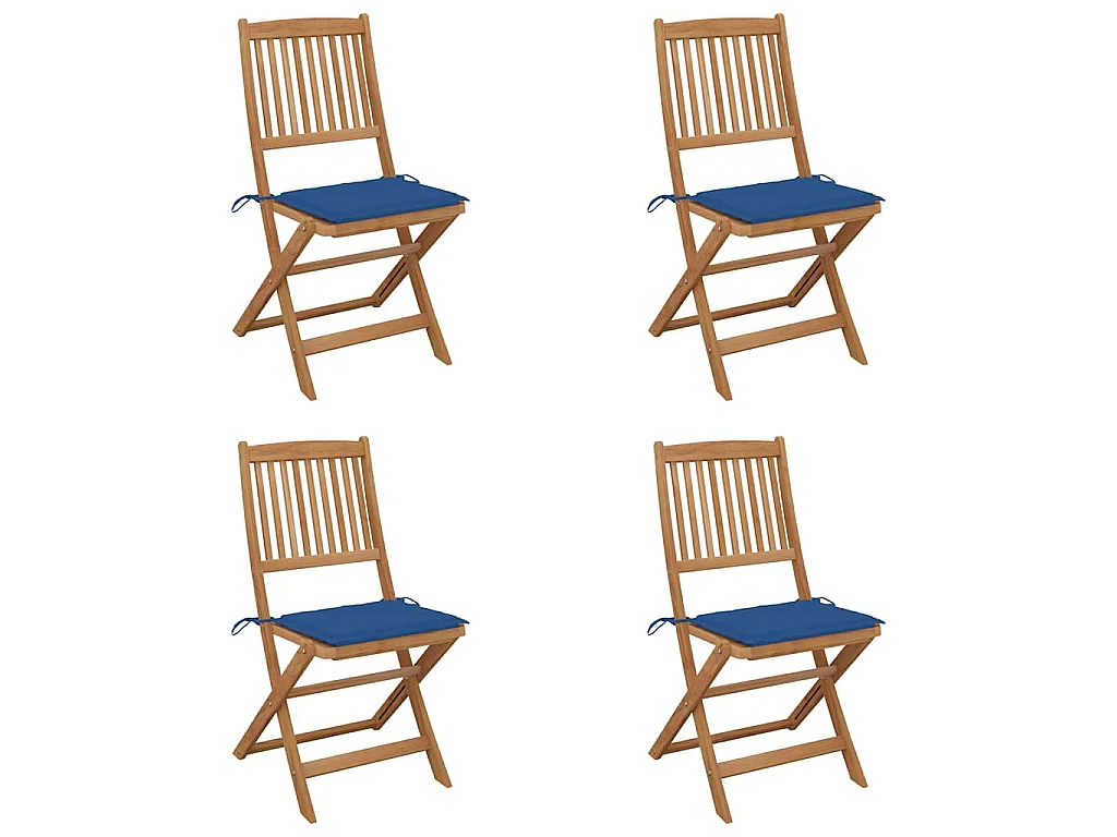 Chaises pliantes 4 pièces avec coussins en bois d'acacia massif