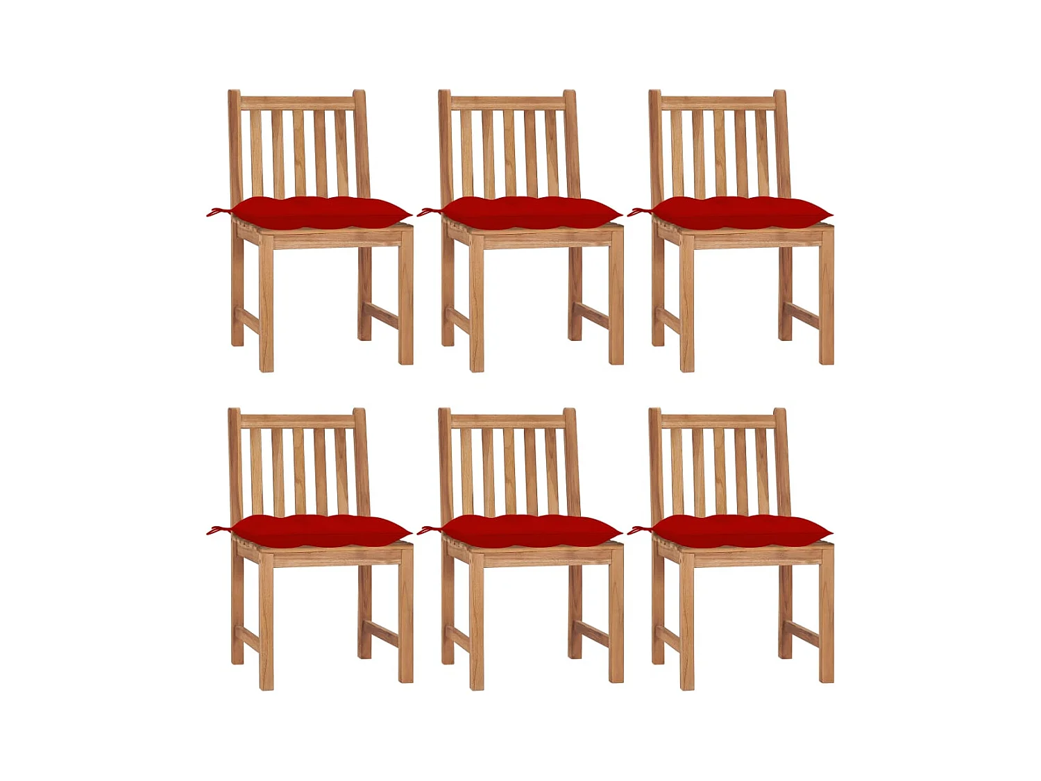 Chaises de jardin lot de 6 avec coussins Bois de teck massif