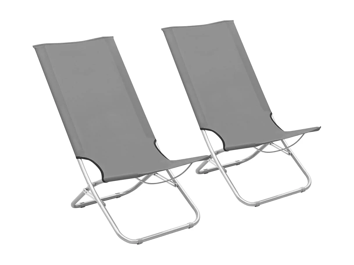 Cadeiras de praia dobráveis 2 pcs tecido cinzento