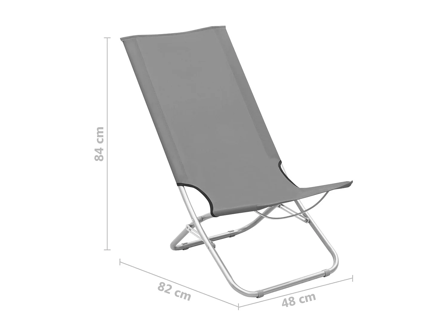 Cadeiras de praia dobráveis 2 pcs tecido cinzento