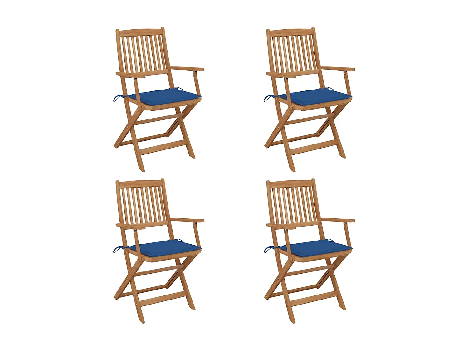 Chaises pliables de jardin lot de 4 avec coussins Bois d'acacia