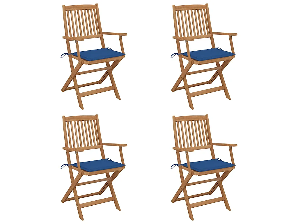 Chaises pliantes 4 pièces avec coussins en bois d'acacia massif