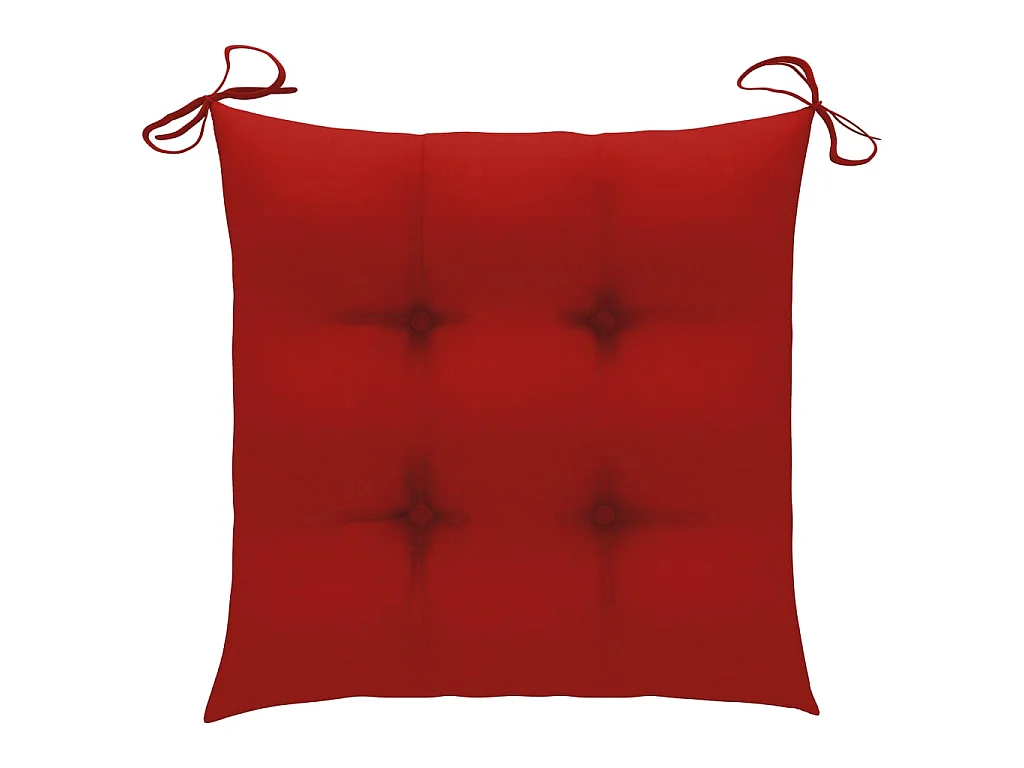 Chaises de jardin lot de 2 et coussins rouge Bois teck massif