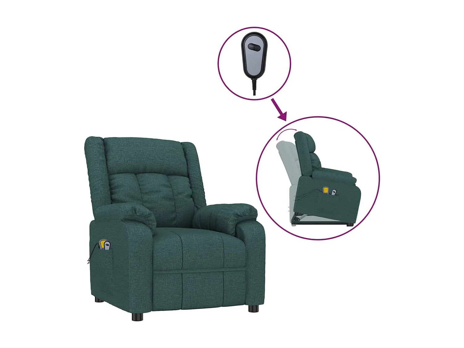 Massagesessel mit Aufstehhilfe Dunkelgrün Stoff