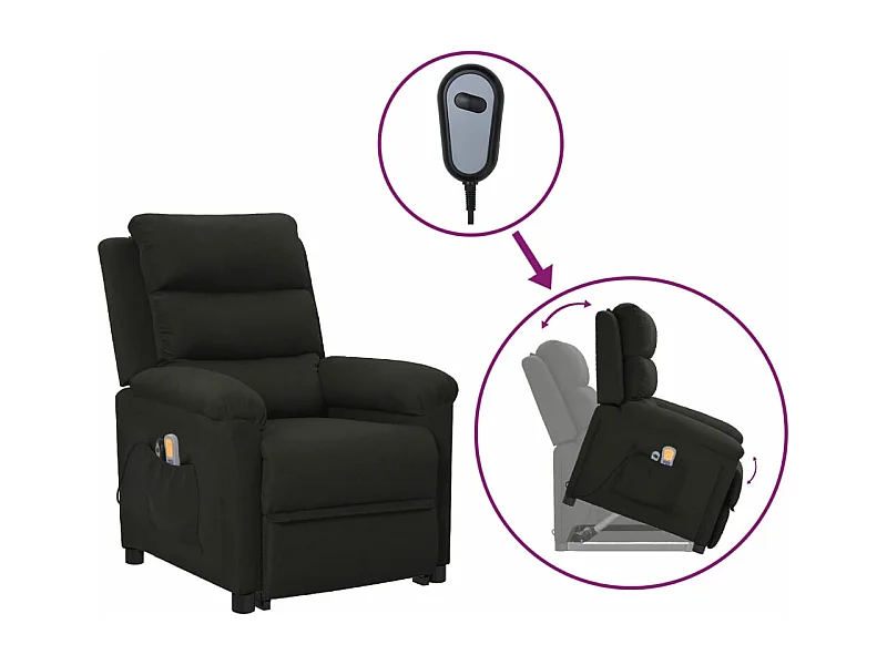 Fauteuil de massage Noir Tissu