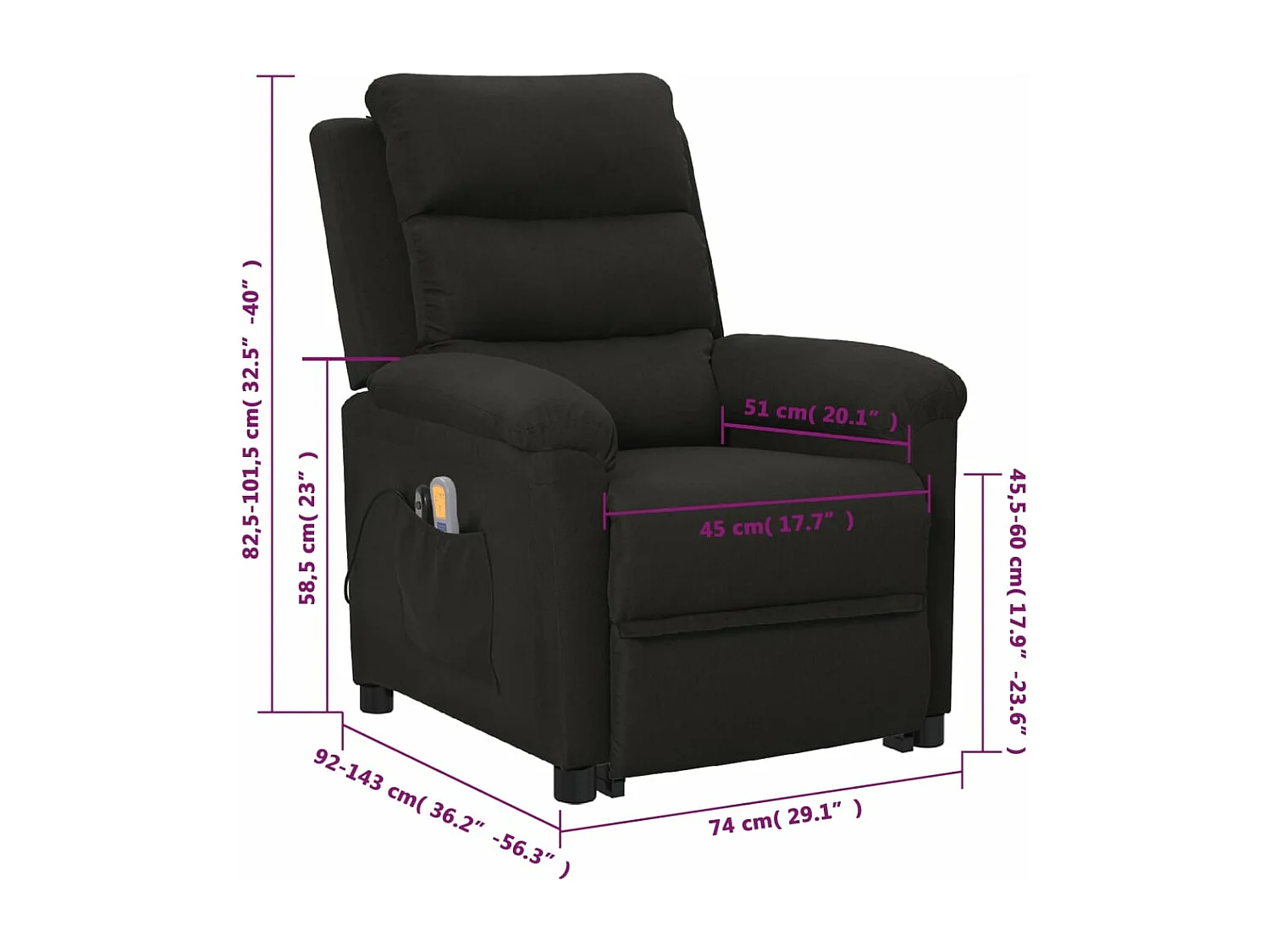 Fauteuil de massage Noir Tissu