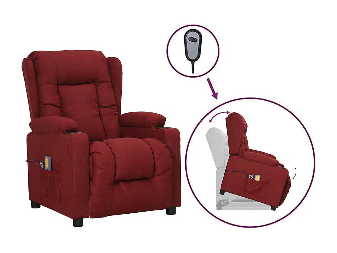 Massagesessel mit Aufstehhilfe Weinrot Stoff