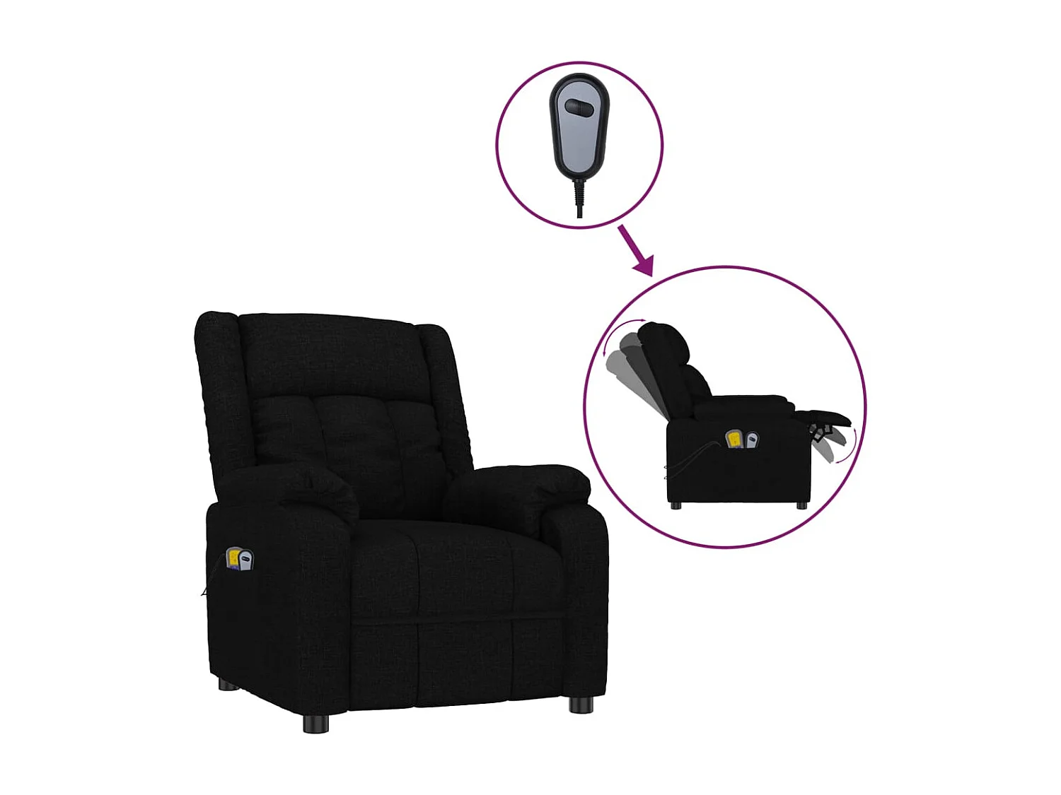 Fauteuil électrique de massage Noir Tissu