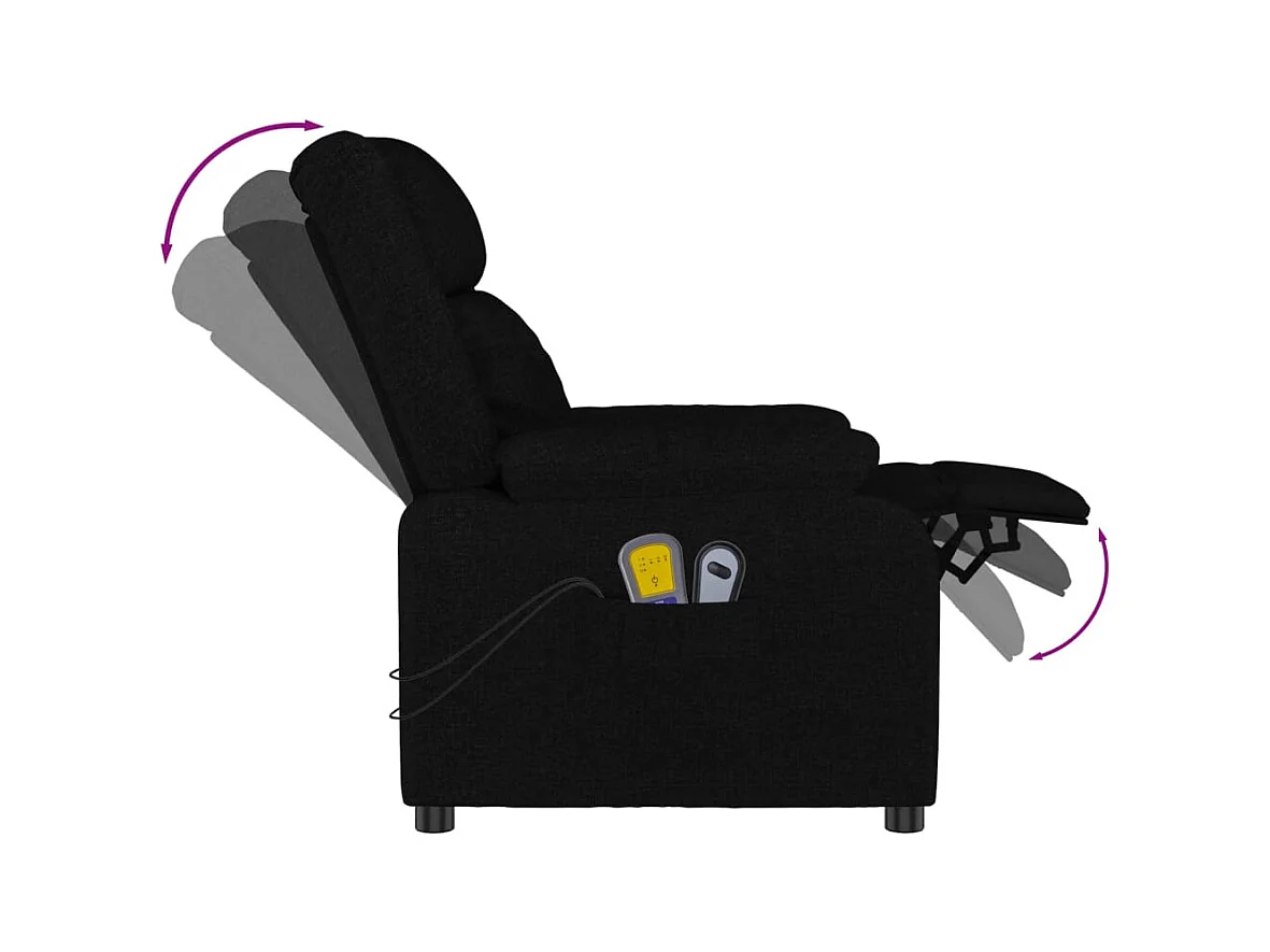 Fauteuil électrique de massage Noir Tissu