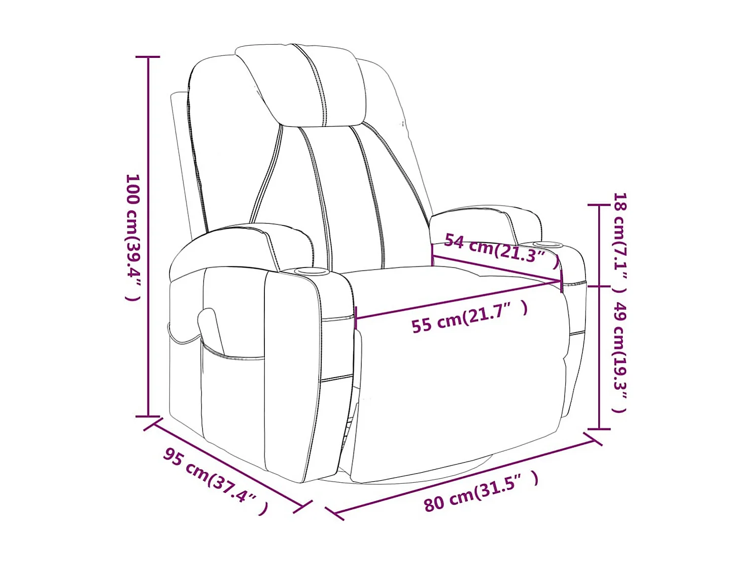 Fauteuil à bascule de massage Crème Similicuir