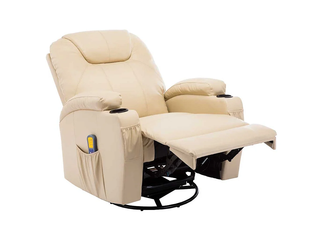 Fauteuil à bascule de massage Crème Similicuir