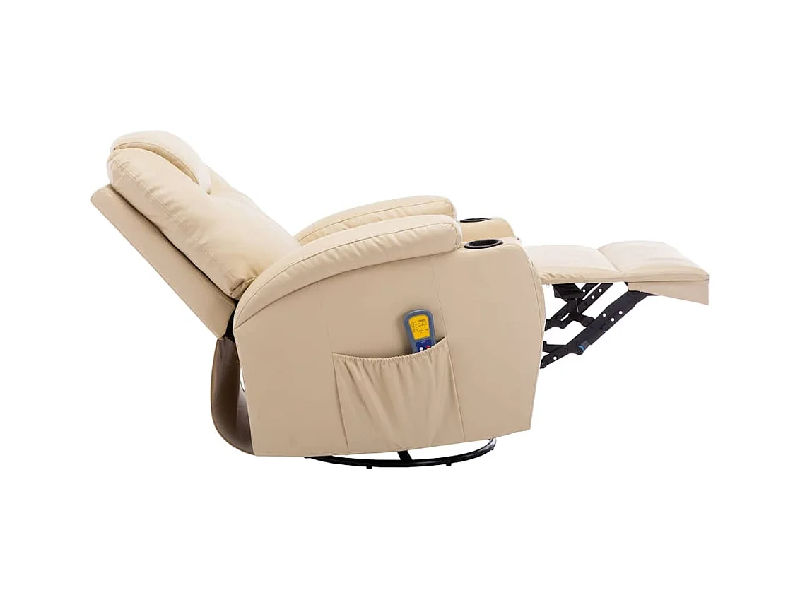 Fauteuil à bascule de massage Crème Similicuir