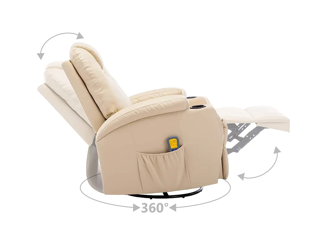 Fauteuil à bascule de massage Crème Similicuir