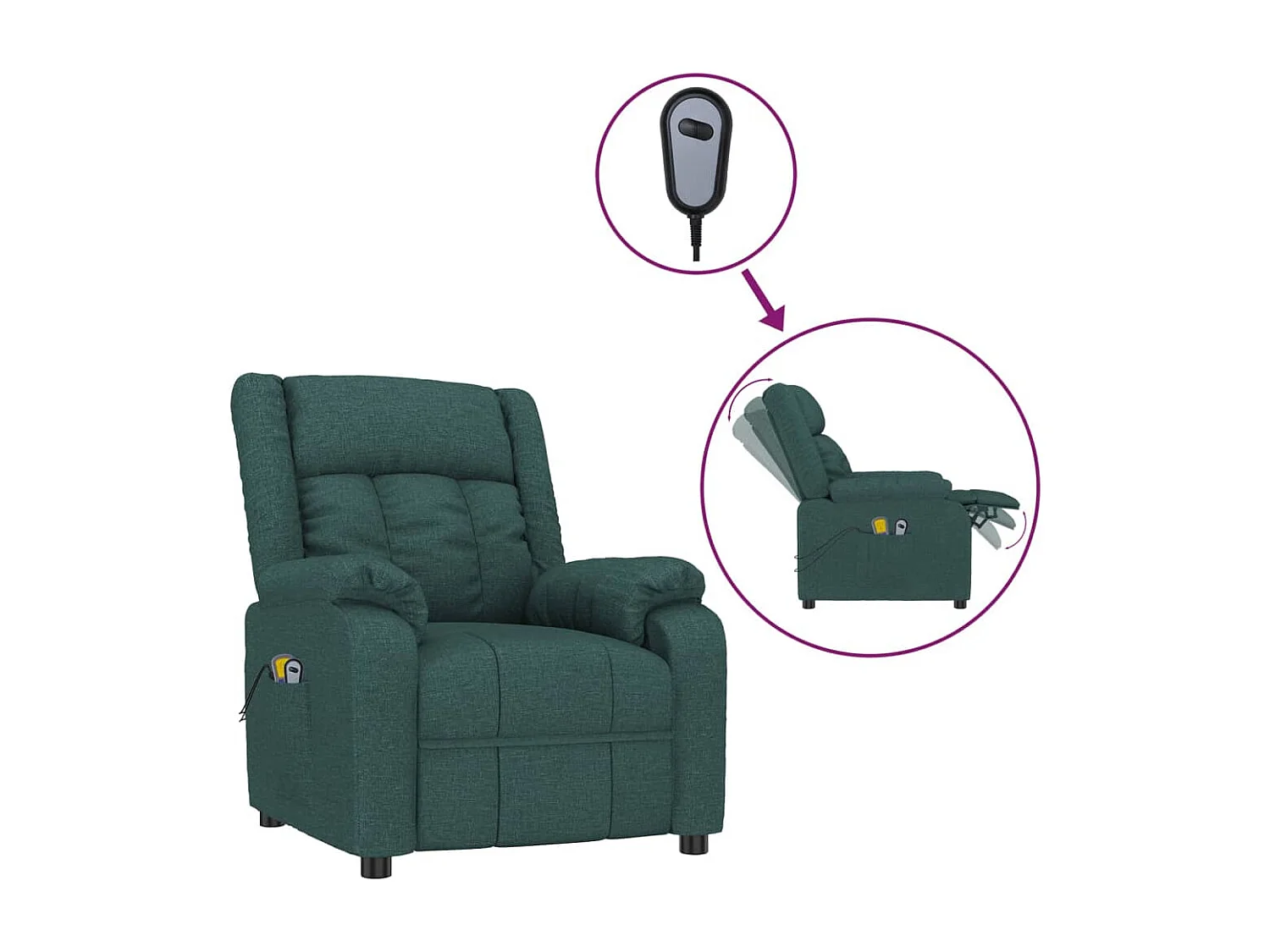 Fauteuil électrique de massage Vert foncé Tissu