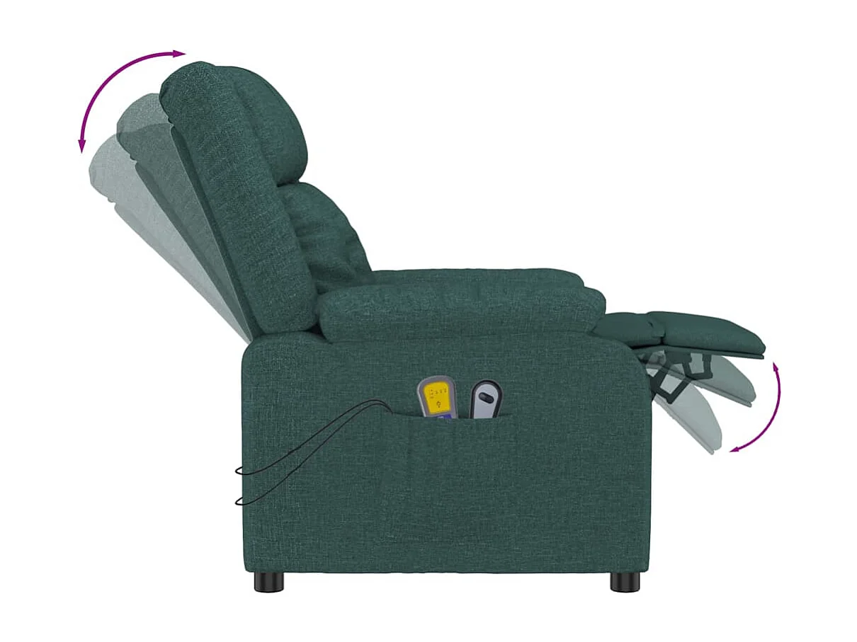 Fauteuil électrique de massage Vert foncé Tissu