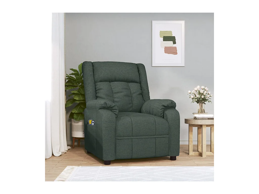 Fauteuil électrique de massage Vert foncé Tissu
