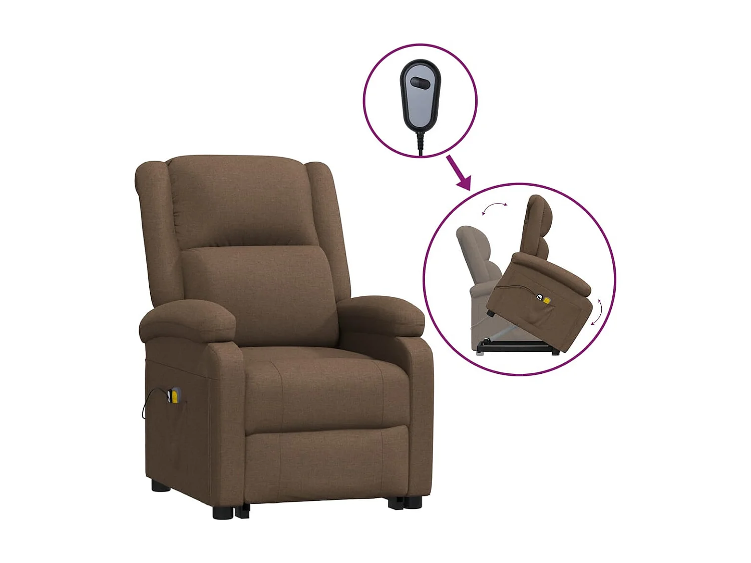 Massagesessel mit Aufstehhilfe Braun Stoff