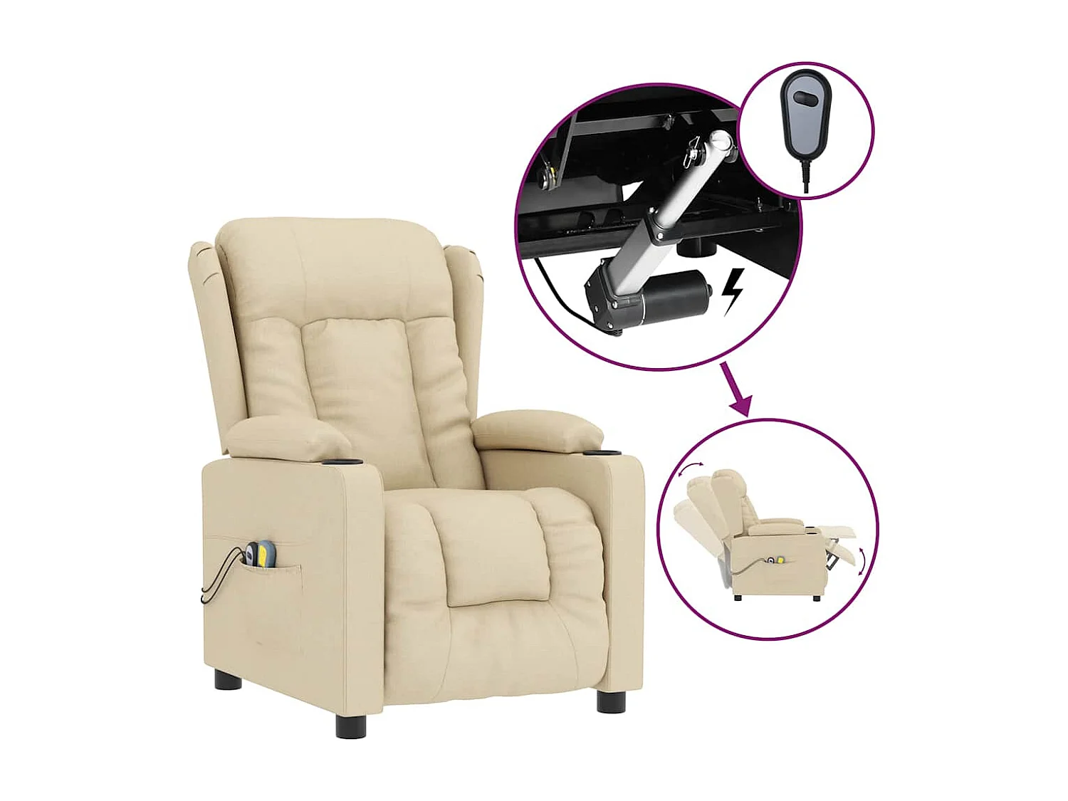 Massagesessel Elektrisch Creme Stoff