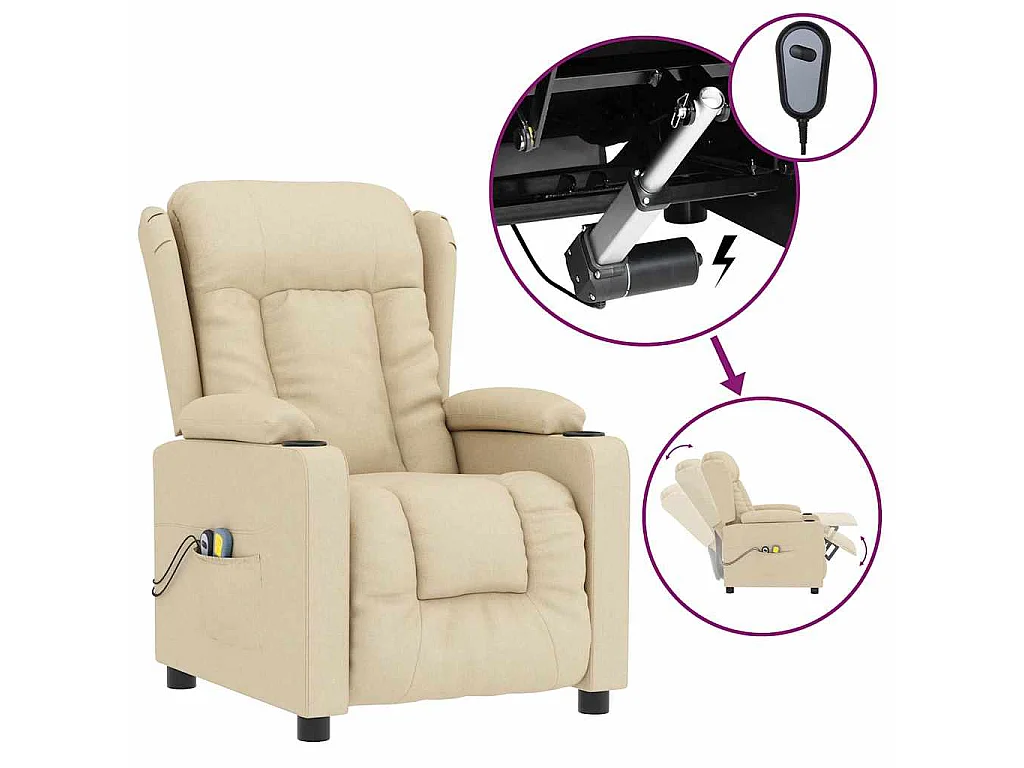 Fauteuil électrique de massage Crème Tissu