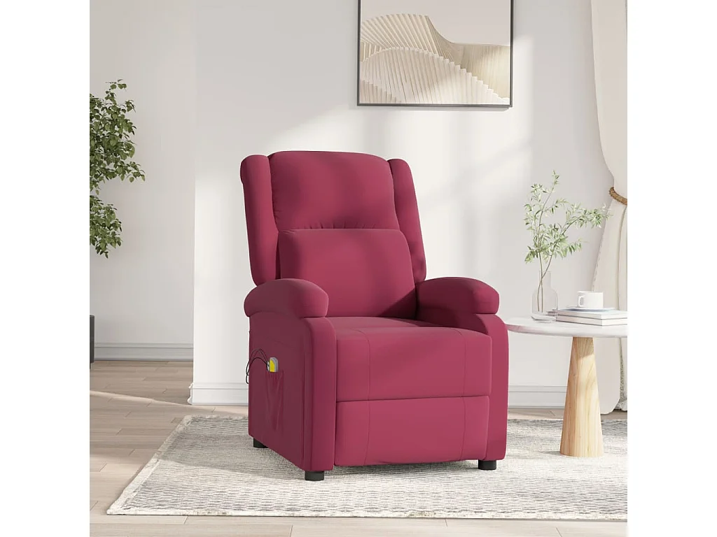 Poltrona Massaggiante Elettrica Rosso Vino in Velluto
