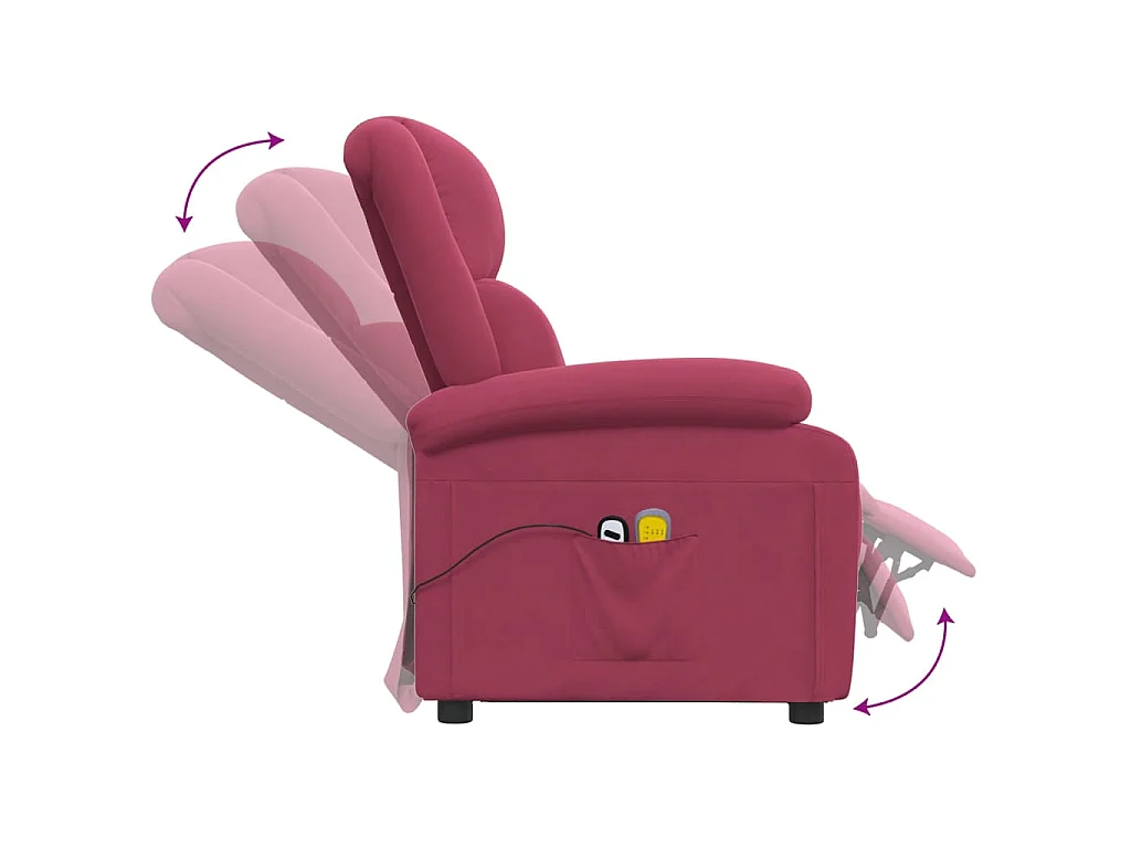 Poltrona de massagens elétrica veludo vermelho tinto
