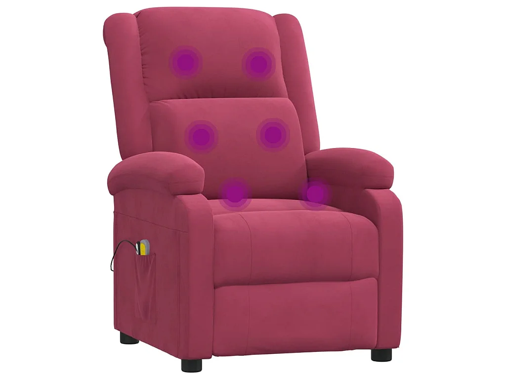 Poltrona de massagens elétrica veludo vermelho tinto