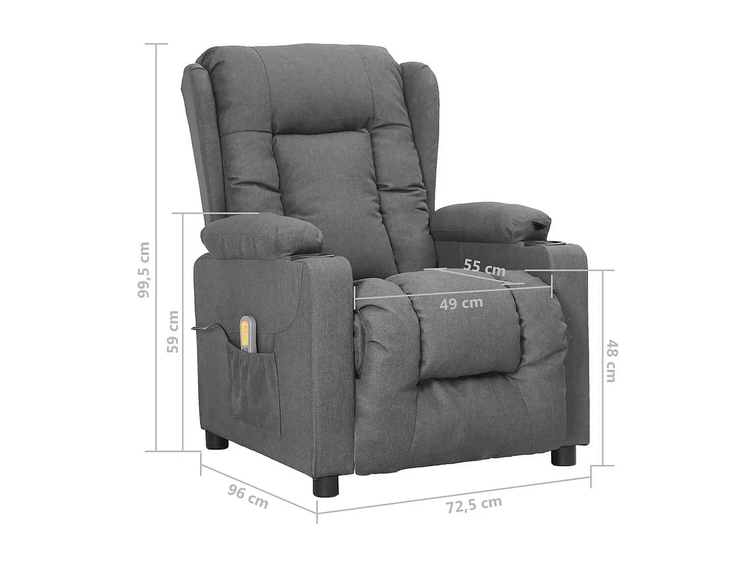 Fauteuil de massage inclinable Gris clair Tissu