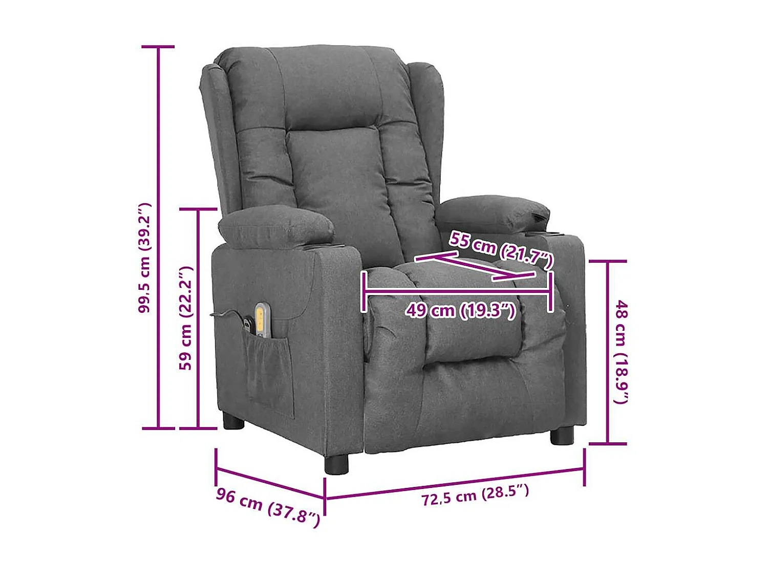 Poltrona Alzapersona Massaggiante Grigio Chiaro Tessuto