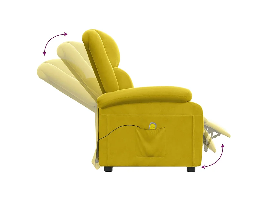 Poltrona Massaggiante Gialla in Velluto
