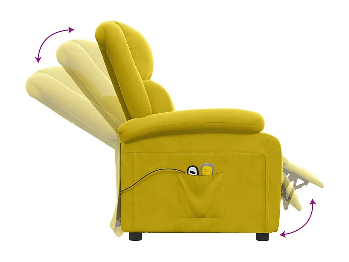 Fauteuil électrique de massage Jaune Velours