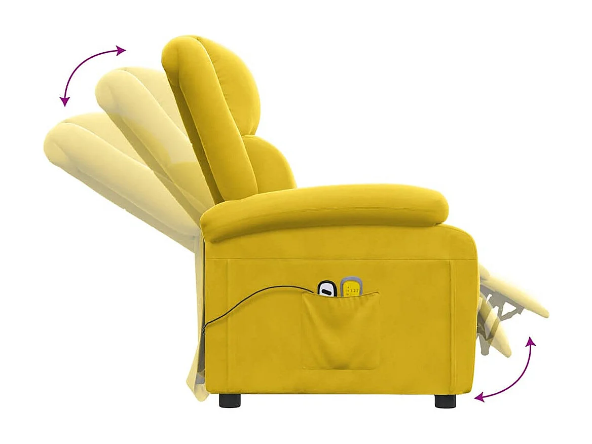 Fauteuil électrique de massage Jaune Velours