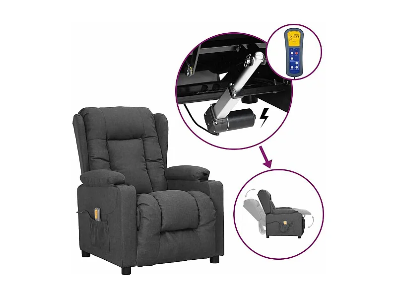 Massagesessel mit Aufstehhilfe Dunkelgrau Stoff