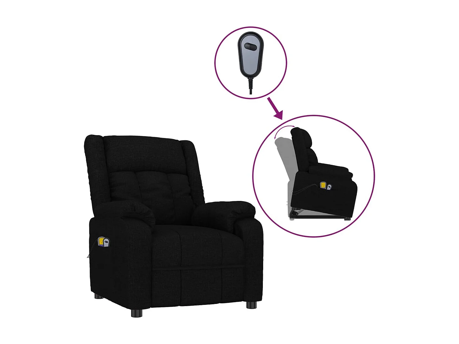 Massagesessel mit Aufstehhilfe Schwarz Stoff