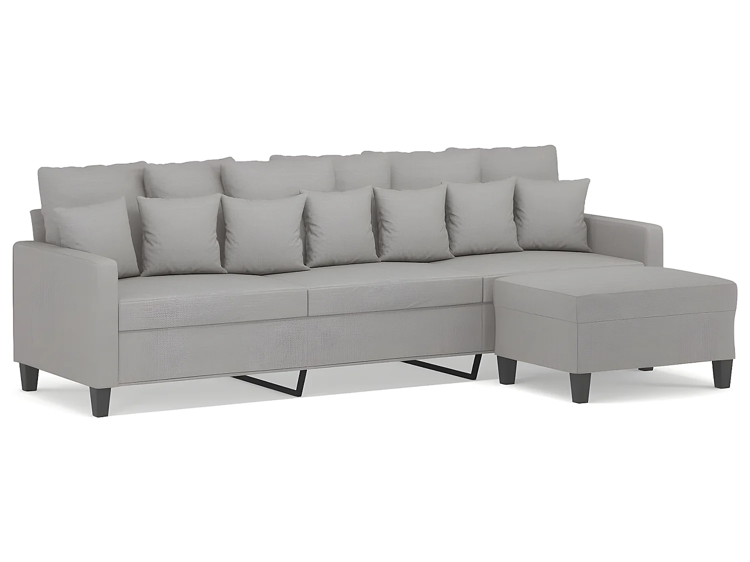Canapé à 3 places avec repose-pieds Gris clair 210 cm Tissu