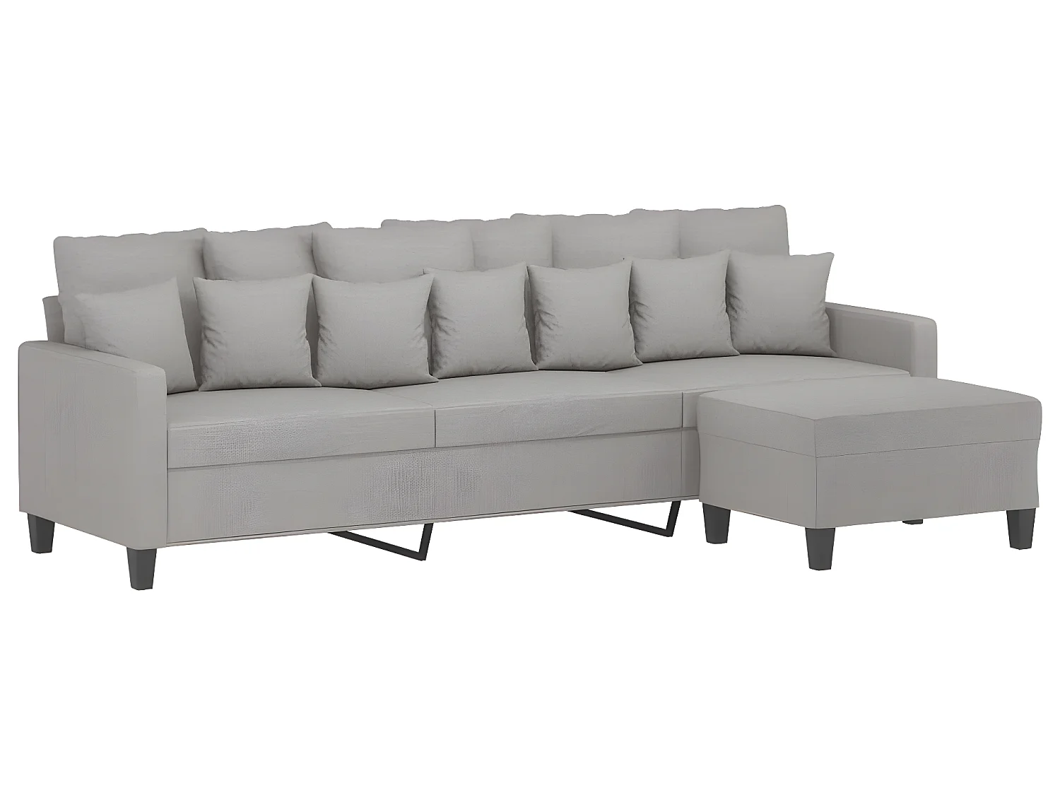 Canapé à 3 places avec repose-pieds Gris clair 210 cm Tissu